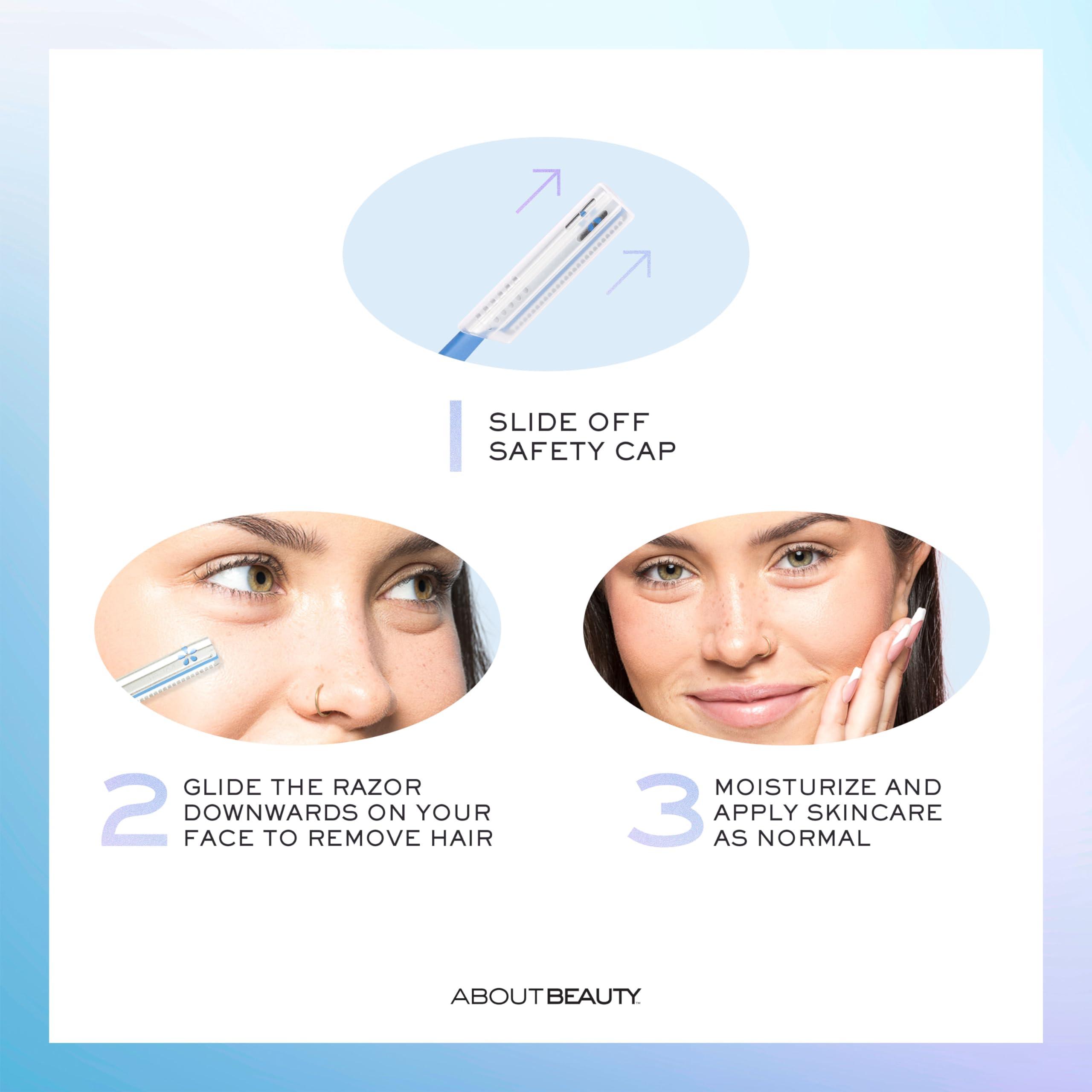 About Face About Face Pro-Premium Facial Razors - 3 Beauty Groomers for Hair Removal, Ideal for Shaving, Exfoliating, Dermaplaning and Brow Shaping, Japanese Stainless Steel Gently Removes Facial Hair