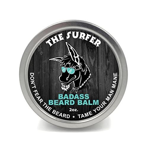 Badass Beard Care Badass Beard Care Beard Balm - The Surfer Scent, 2 Ounce - All Natural Ingredients, Keeps Beard and Mustache Full, Soft and Healthy, Reduce Itchy and Flaky Skin, Promote Healthy Growth