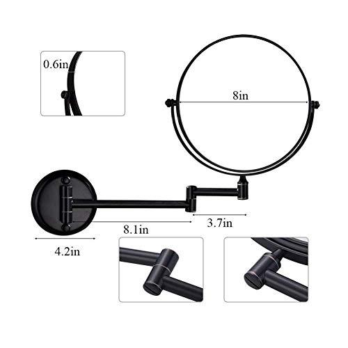 BABUUN BABUUN Wall-Mounted Shaving Mirror Black 10X Magnification + Normal 8-Inch Double-Sided Round Bathroom Vanity Mirror Swivel