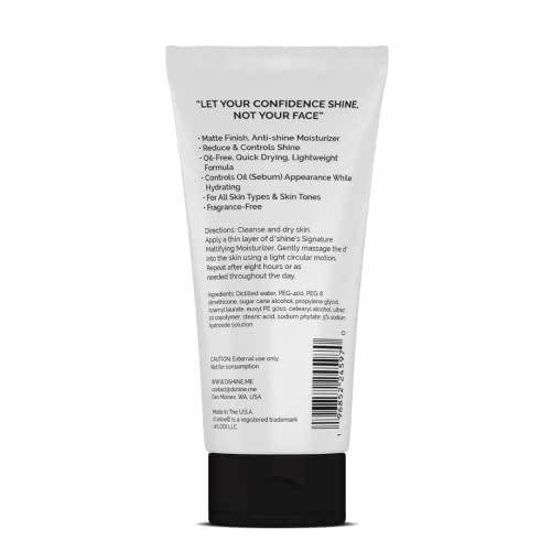 d*shine Mattifying Moisturizer For Men with Oil Control - Matte Finish Anti-shine Lotion - Oil Free Mattifying Face Moisturizer - 8 Hr Mattifying Moisturizer - Light, Quick Absorb, Non-Greasy Facial Lotion