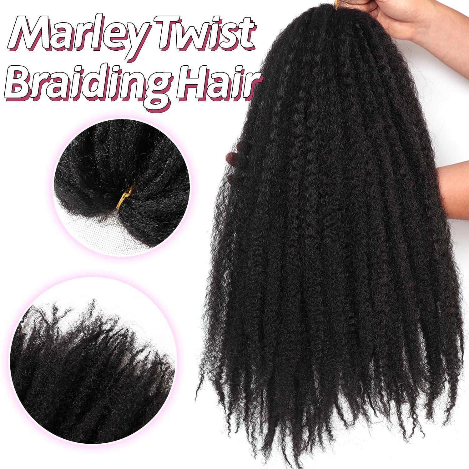 Outernice Outernice Marley Hair-18 Inch Marley Twist Hair For Twists Cuabn Twist Hair Marley Braiding Hair 6 Packs Afro Kinky Curly Crochet Hair Marley Hair For Faux Locs Crochet Hair,18 Inch (Pack of 6)