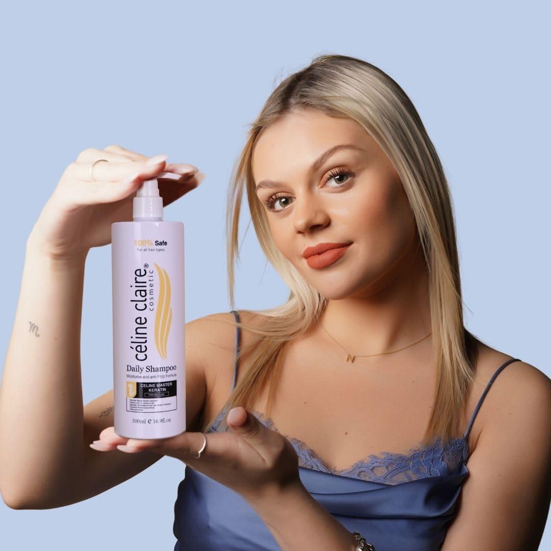 cline claire Cosmetic Celine Advanced Keratin Hair Treatment Smoothing System, Hair Straightener, Formaldehyde-free, Odor-free, No Fume, Safe for Use