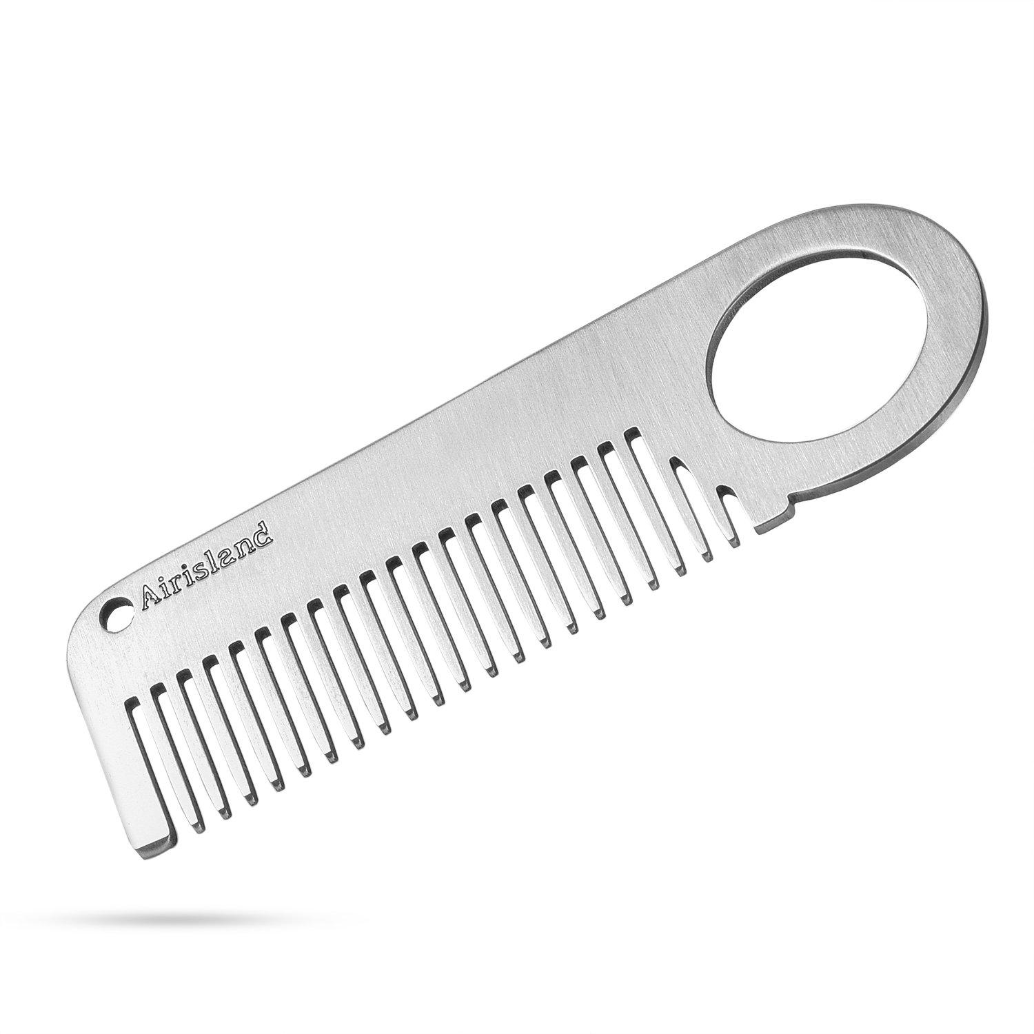 Airisland Airisland Stainless Steel Keychain Comb Small Pocket Comb Mini Anti-static Beard Mustache Comb 3.15 inches