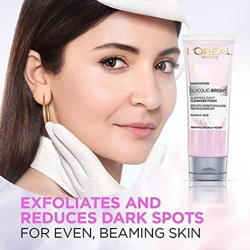 LOral Paris L\'Oreal Paris Glycolic Bright Daily Foaming Facial Cleanser, 50ml |Daily Glowing Face Wash for Dull Skin