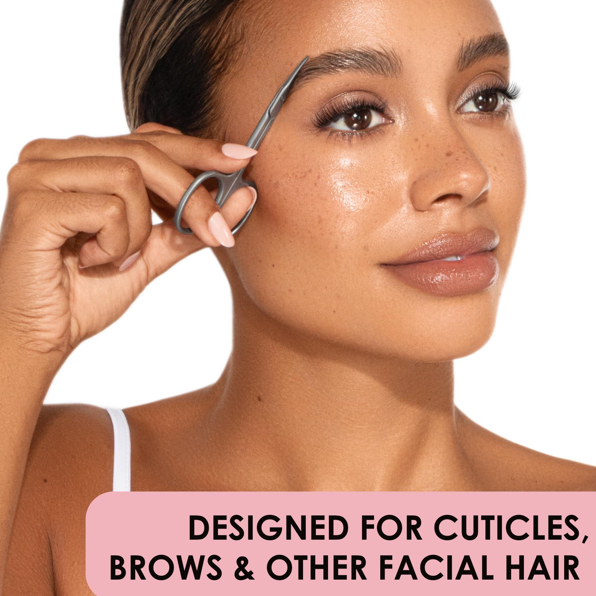 JAPONESQUE JAPONESQUE Beauty Scissors for Trimming Facial Hair, Brow and Nail Care with Ultra-Sharp, Salon-Quality, Stainless Steel Blades, Curved for Safety and Precision