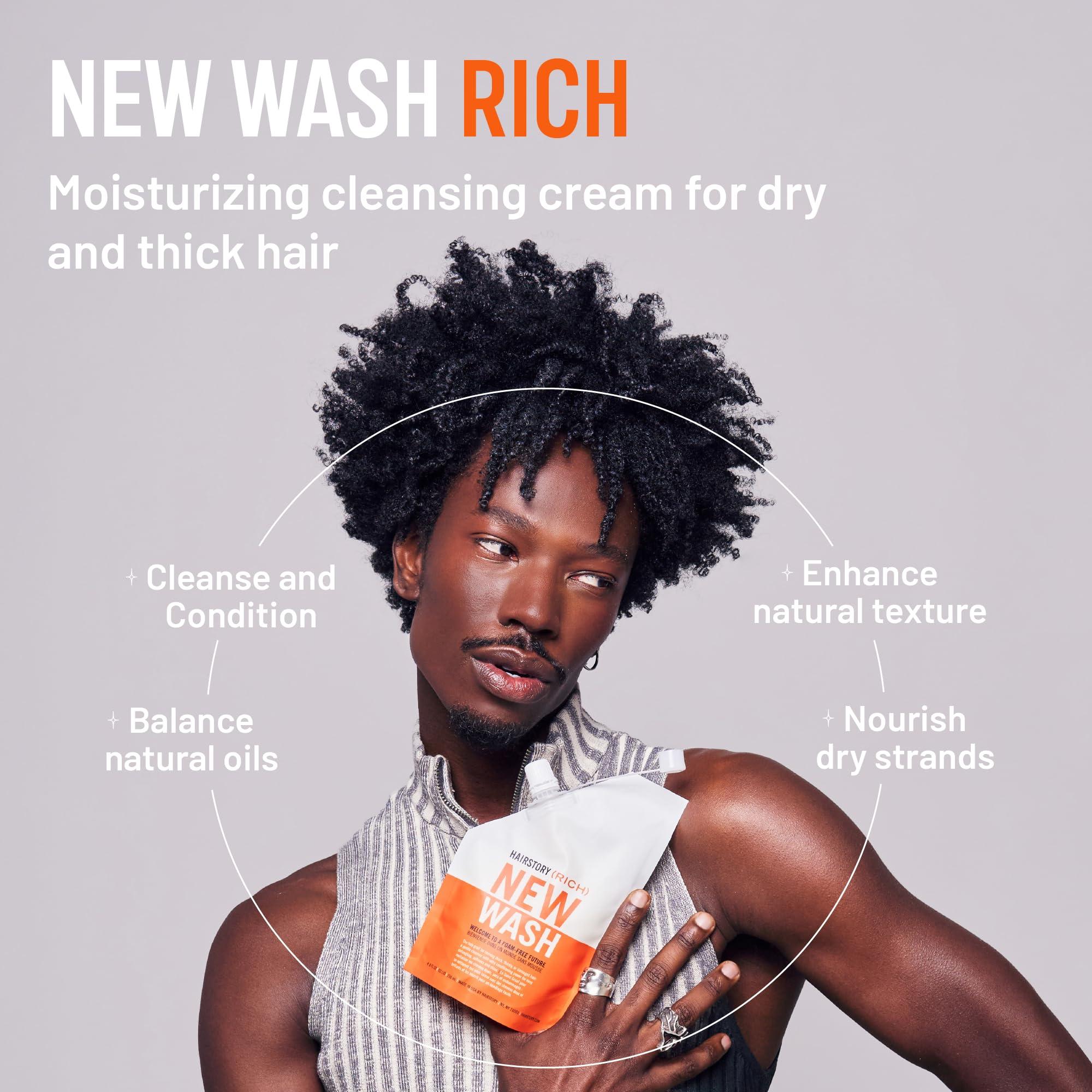 Hairstory Hairstory New Wash Rich, Ultra-Moisturizing Cleansing Cream for Dry & Thick Hair, Shampoo & Conditioner Alternative, Restores Softness & Shine, 8oz
