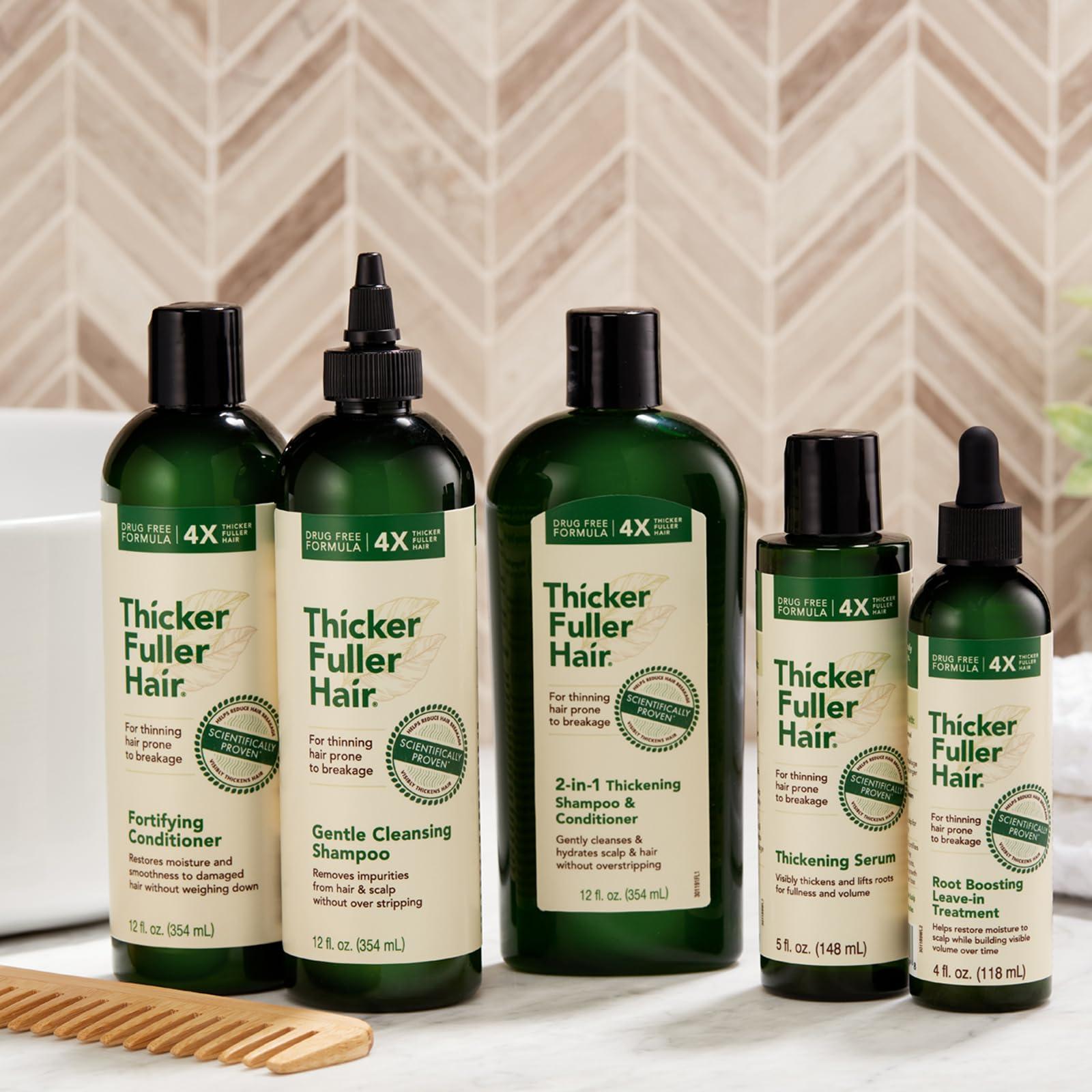 Thicker Fuller Hair Thicker Fuller Hair Set - Cleansing Shampoo - Root Boosting Leave-In Treatment - Hair Thickening Serum - Clarifying, Cleaning Formula - Natural Volume Booster - Fights Breakage - 3 pc