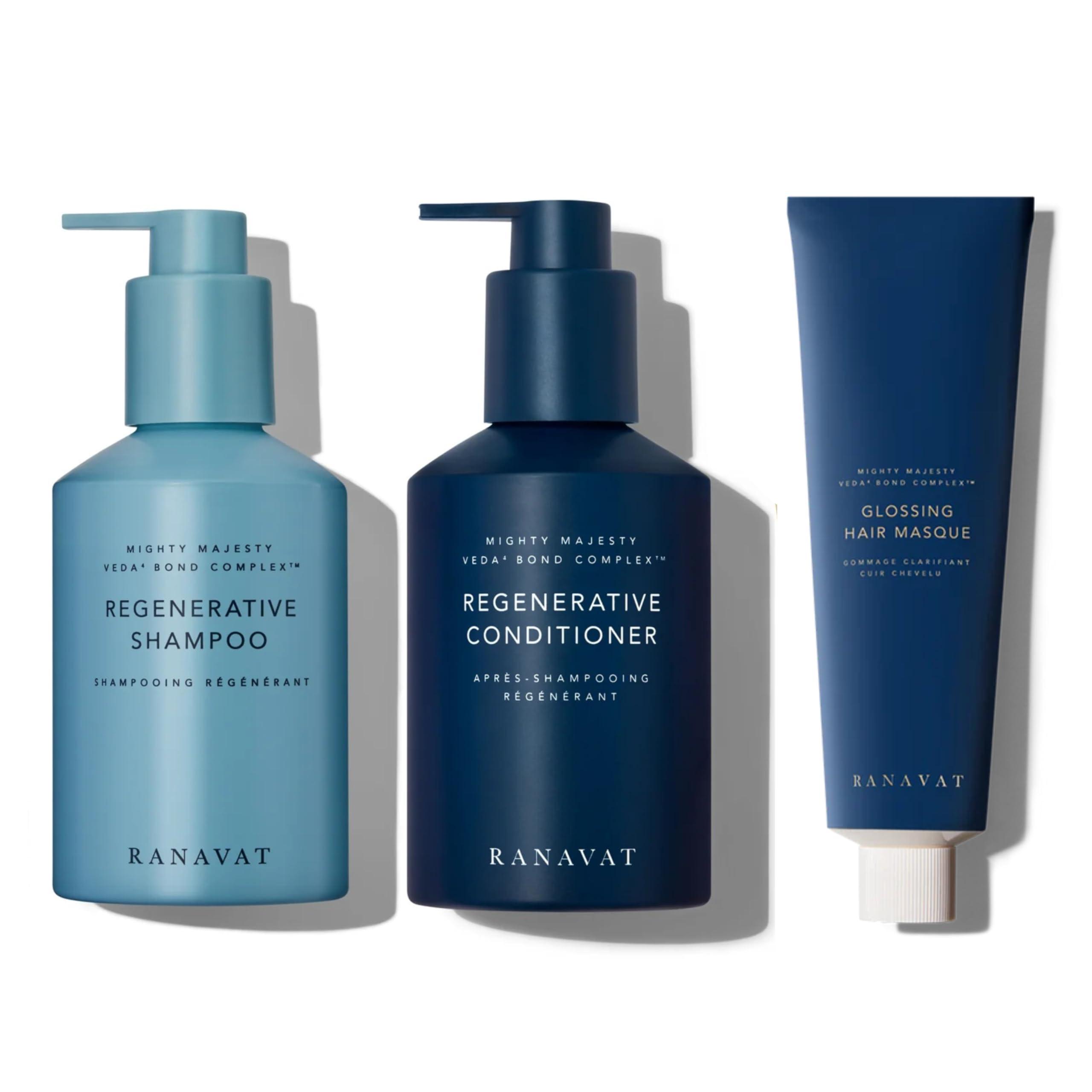 RANAVAT BOTANICS RANAVAT BOTANICS RANAVAT Regenerative Hair Care Bundle - Mend Breakage & Split Ends with Bond Strengthening Ayurvedic Shampoo, Conditioner & Glossing Hair Mask - 3 Piece