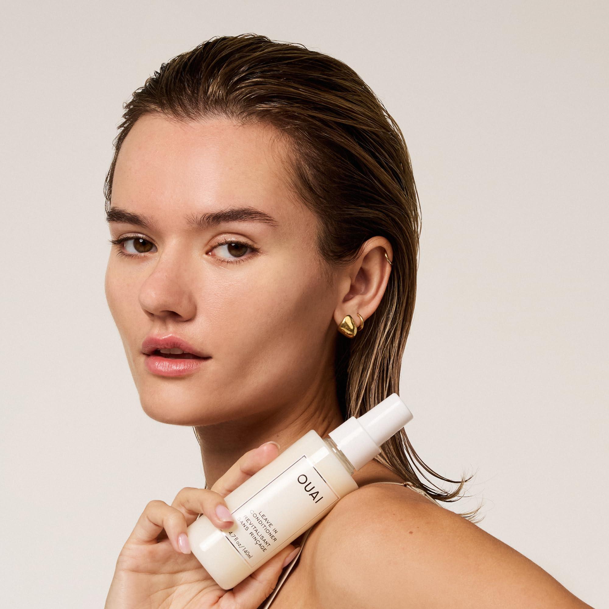 OUAI Haircare OUAI Leave In Conditioner & Heat Protectant Spray - Prime Hair for Style, Smooth Flyaways, Add Shine and Use as Detangling Spray - No Parabens, Sulfates or Phthalates (1.5 oz)