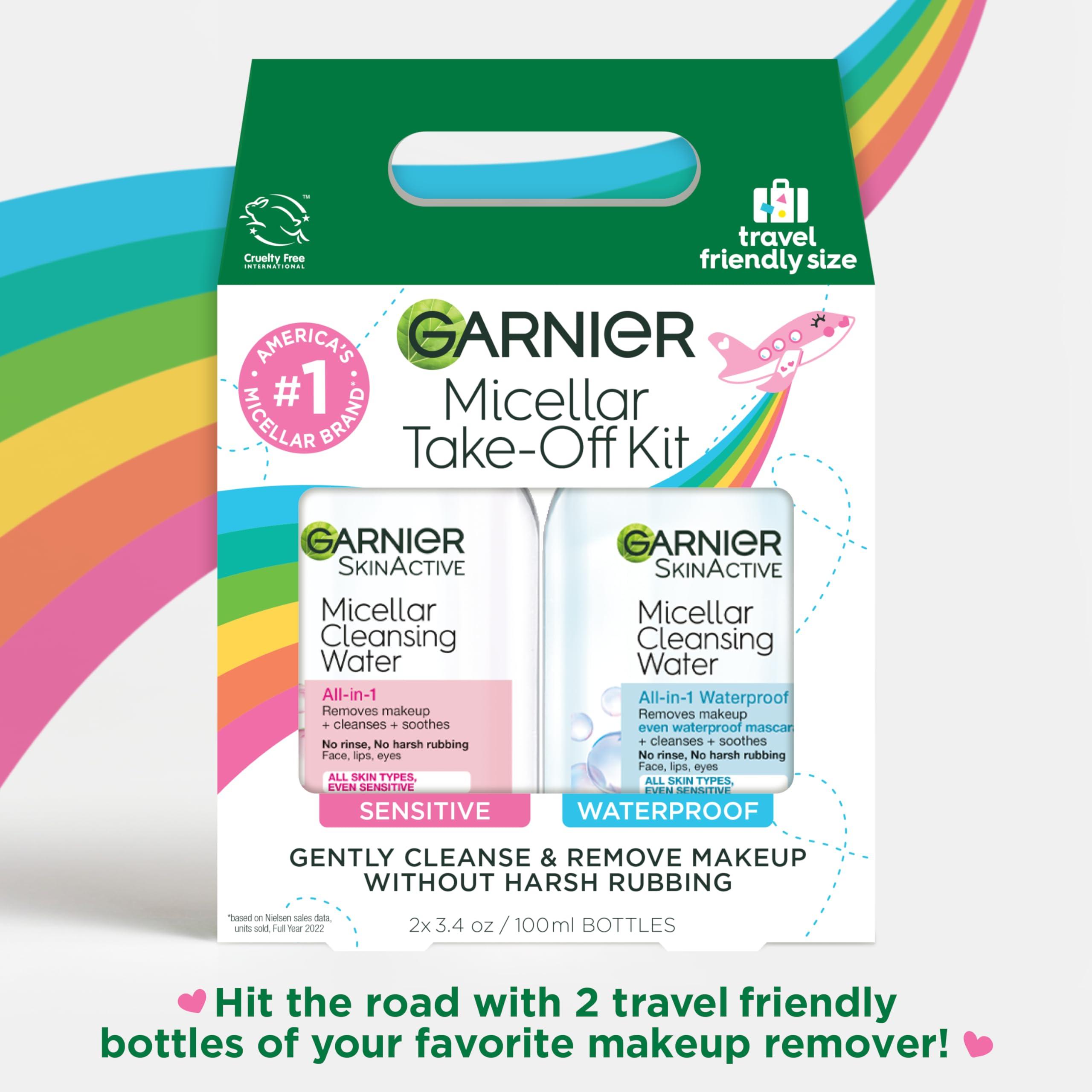 Garnier Skincare Garnier Micellar Water Travel Size Take-off Kit, All-In-1 Facial Cleanser & Makeup Remover, Mini All-In-1 Micellar + Mini Micellar for Waterproof Makeup