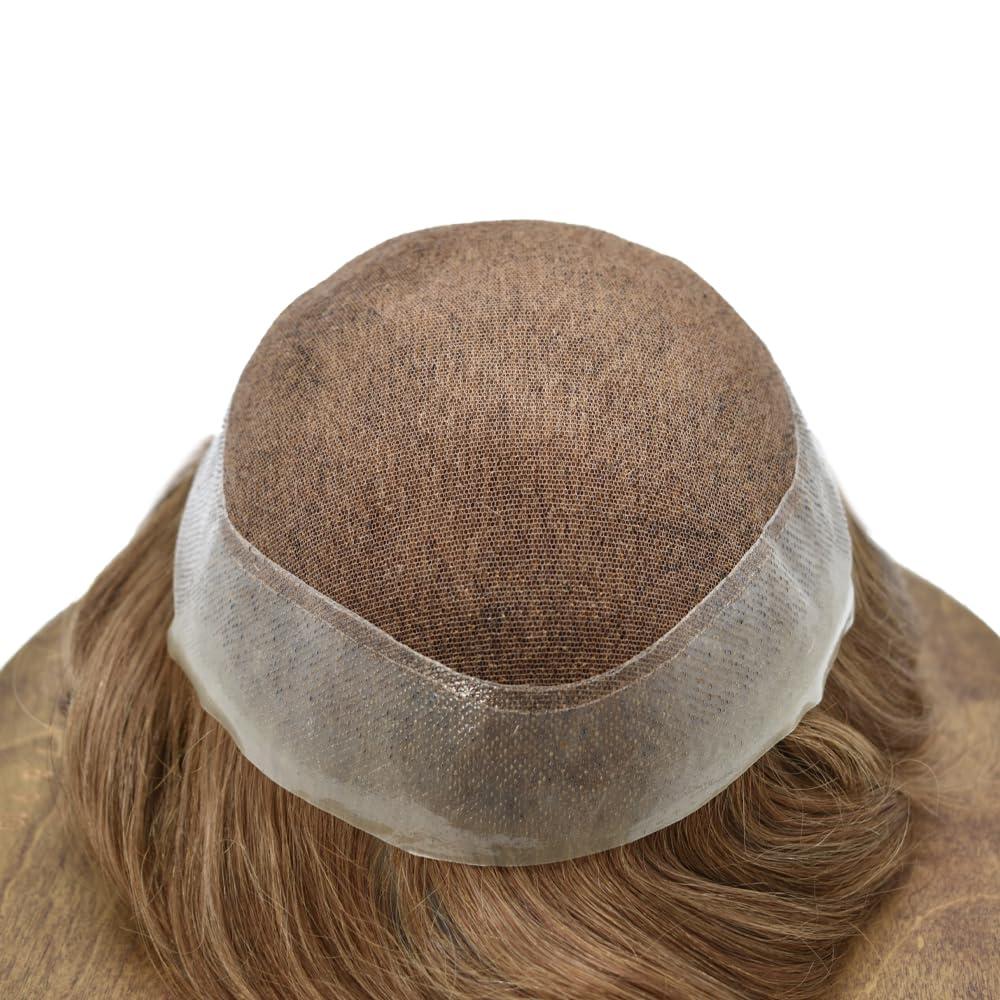 Generic Toupee For Men Hair Replacement System For Men Swiss Lace Mens Hair System Hair Pieces For Men Real Human Hair Mens Toupee Natural Hairline 6x8\'\'-100% light to medium density17R#