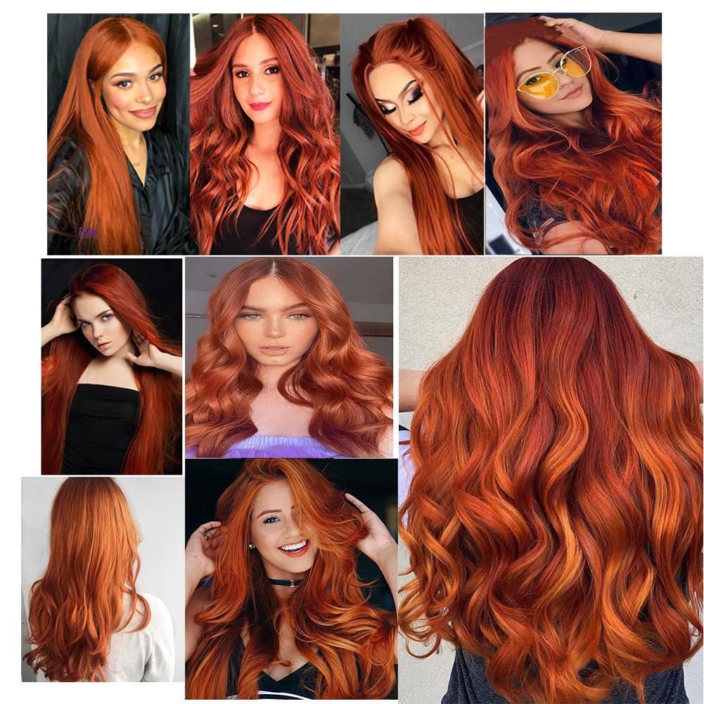 Kiss darling LASHES Straight Clip In Hair Extensions Real Human Hair 28 Inch 7pcs 120g Remy Real Hair Extension Clip ins #350 Copper Red Silky Straight Full Head Soft Natural Extension