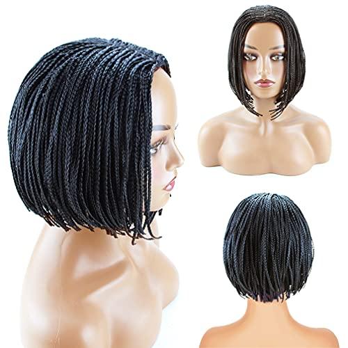 KXW KXW Braided Wigs Box Braids Wig for Black or White Women, Short Bob Wigs Synthetic Hair None Lace Front Wigs for Daily Wear (Natural Black, 10inch/25cm)