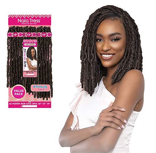 Janet Collection Janet Collection Crochet Braids Nala Tress 3X POETRY BOB LOCS 10" 12" 14" (BUTTERFLY LOCS SERIES) (4)