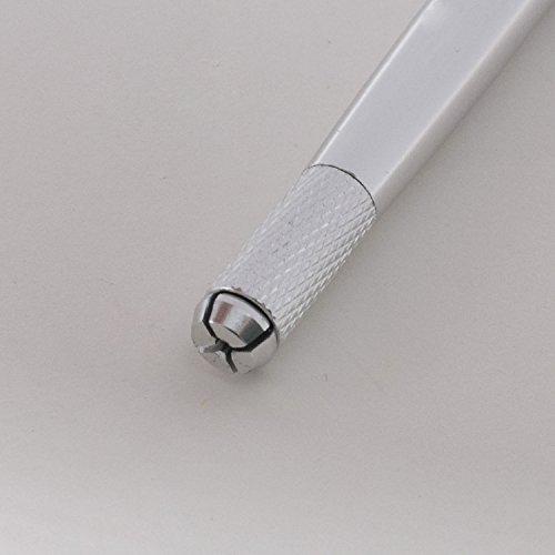 boermeize Makeup Pen Microblading Tool Stainless Steel Eyebrow Microblading Pen with Manual Tattoo Pen and 7RL Round Needle 20pcs for Tattoo Eyebrow Lip Eyeline