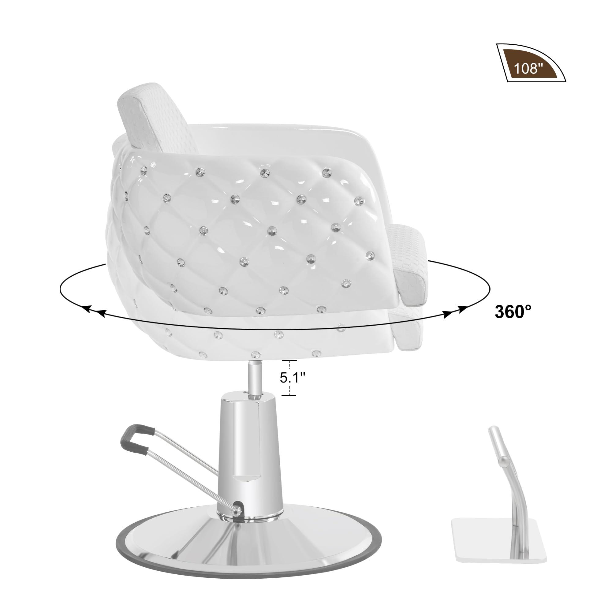 BarberPub BarberPub Salon Chair for Hair Stylist, Styling Chair for Home Salon Barbershop 8609 (White)