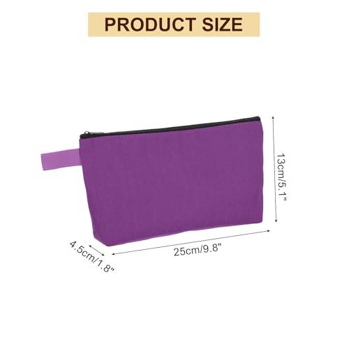 uxcell uxcell Canvas Makeup Bags, 30 Pcs Travel Cosmetic Bags Bulk, Multipurpose Plain Toiletry Zipper Pouches Blank DIY Craft Bags Pencil Bag for Women Teens, Purple