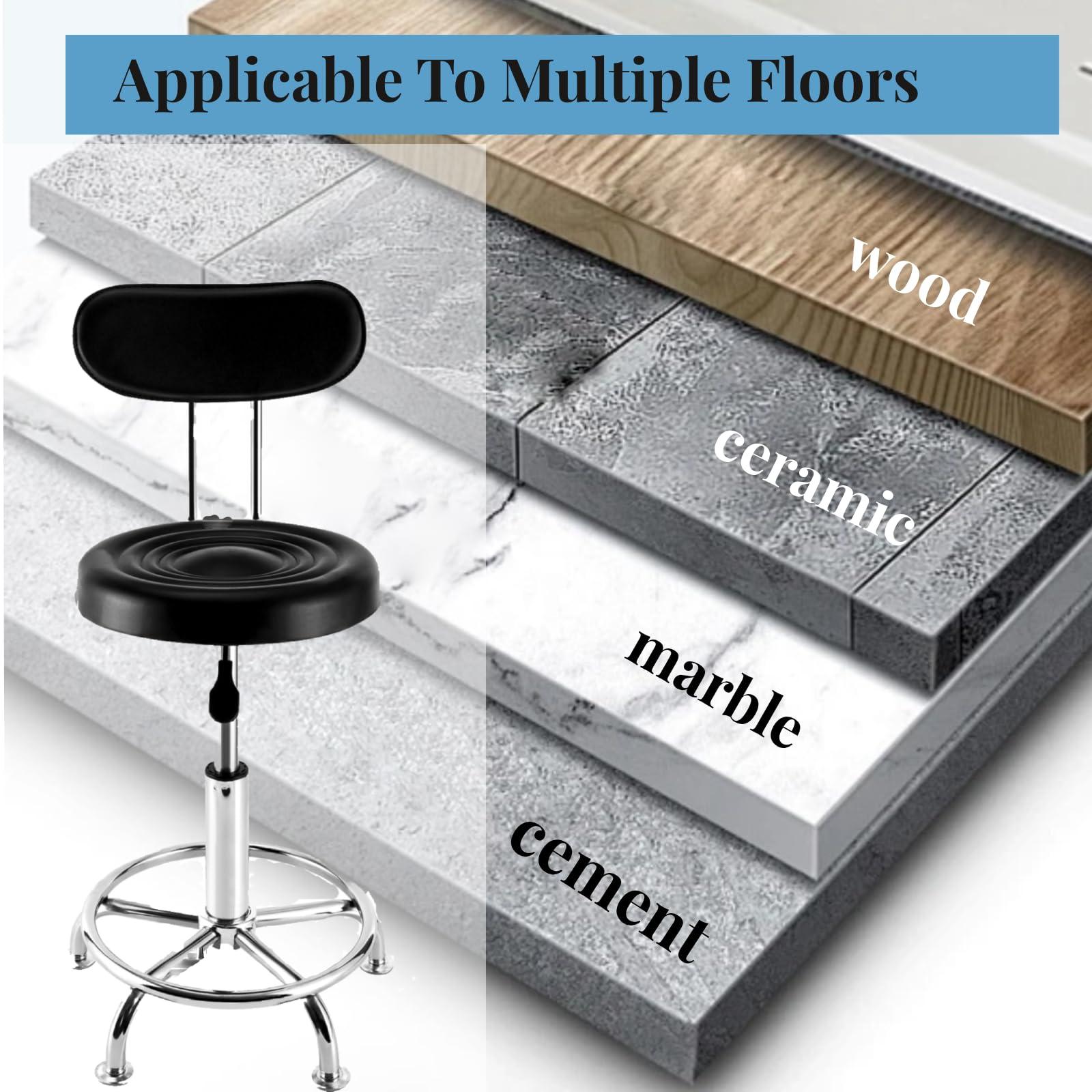 QIUTMER QIUTMER Chair Stool Salon Chair with 360 Swivel Seat Height Adjustable High Barber Cutting Stools with Backrest Black for Home Office Barber Shop