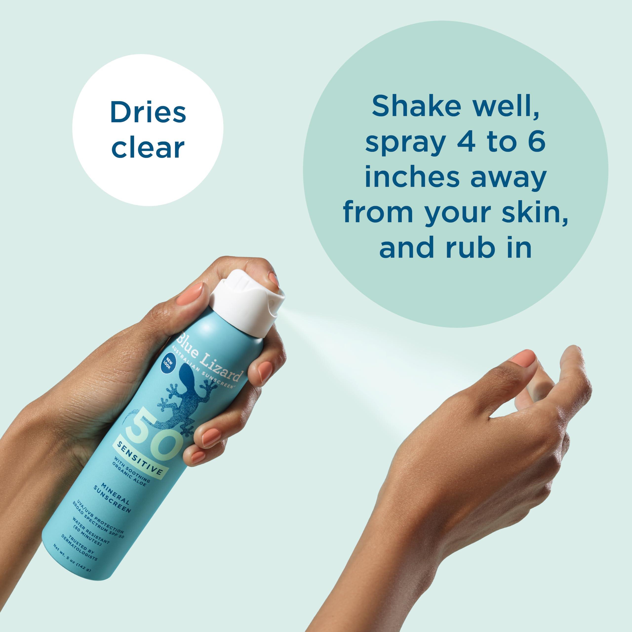 BLUE LIZARD BLUE LIZARD Mineral Sunscreen Sensitive SPF 50+ Spray, 5 Ounce
