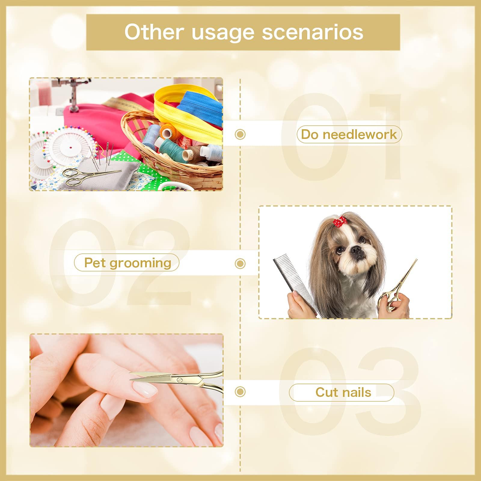 Mudder 3 Pack Small Nose Scissors Facial Hair Scissors Mini Beauty Scissors Stainless Steel Trimming Pointed Scissor for Grooming Eyebrows, Nose, Mustache, Beard (Gold)