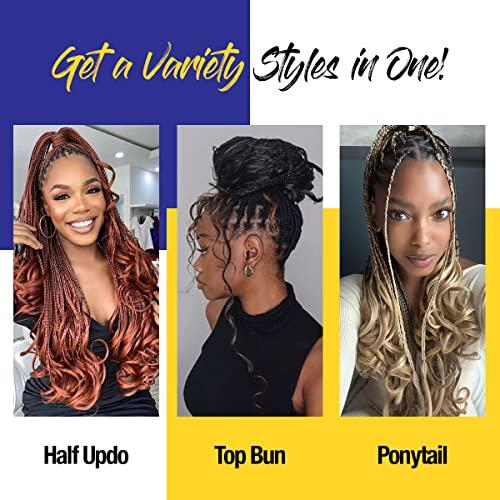 AU-THEN-TIC AU-THEN-TIC French Curly Braiding Hair 22 Inch French Curl Wavy Braids Spiral Curl Bouncy Braiding Hair for Goddess Box Braids Crochet Hair Extensions (9 Bundles (Pack of 3), P4/30/613)