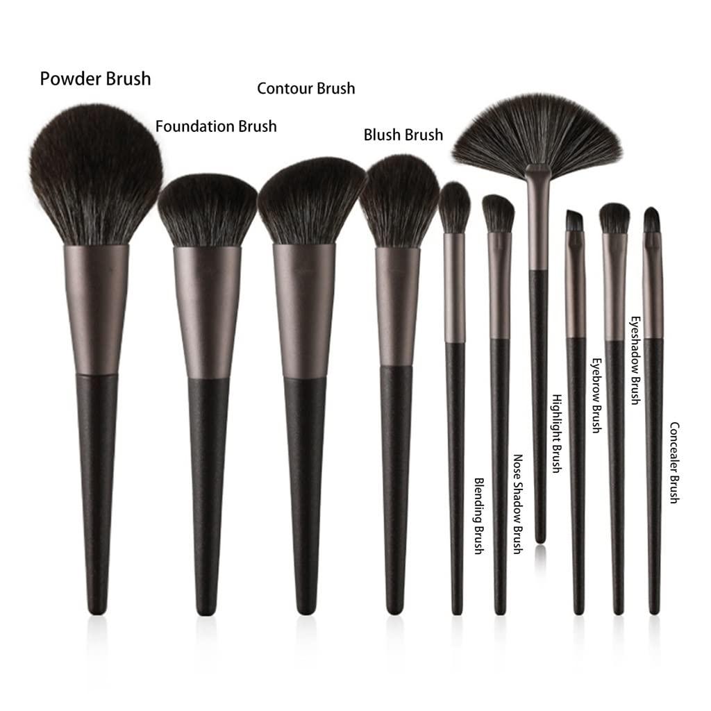 RomildaYuan 10Pcs Makeup Brushes Set Professional Natural Goat Hair Brushes Foundation Powder Contour Eyeshadow Make Up Brushes