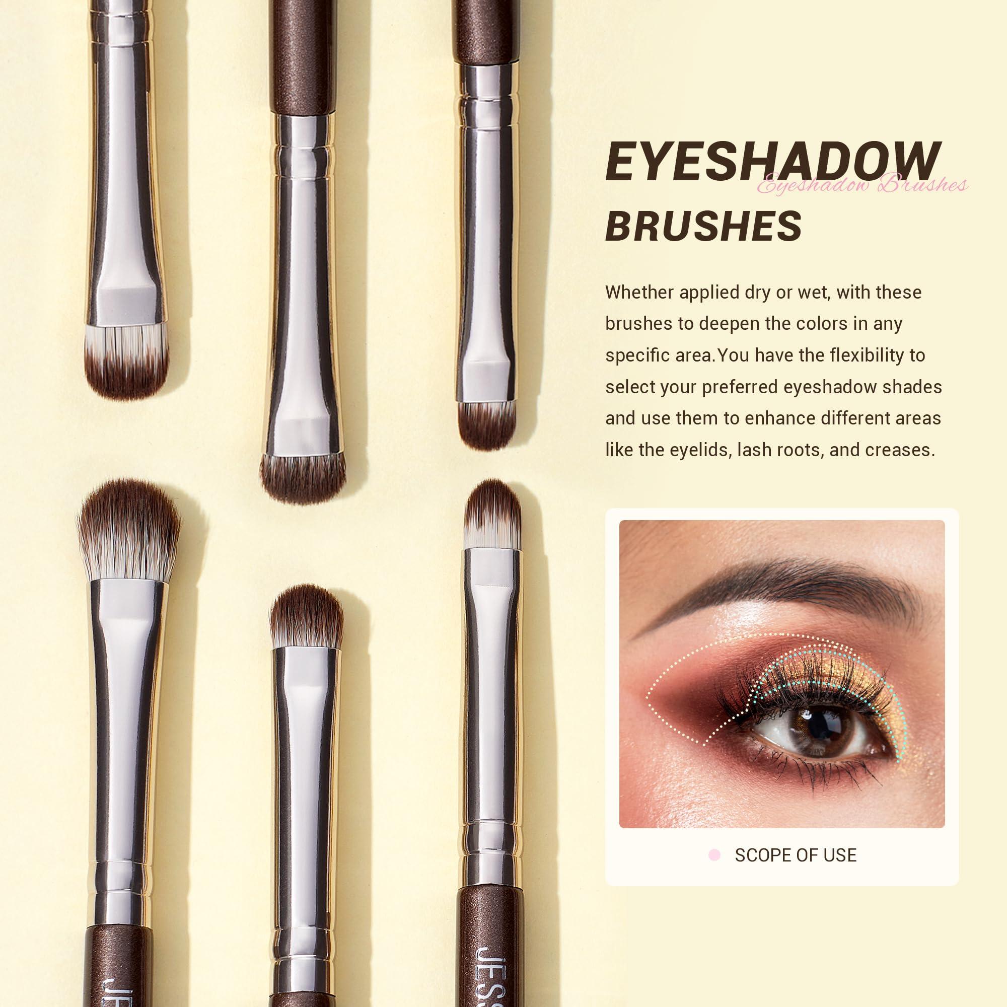 Jessup Jessup Eye Makeup Brushes Set Professional 15pcs Brown Eyeshadow Brush Eyebrow Concealer Eyeliner Blending Brush for Makeup Premium Synthetic Eye Brush Set, T499