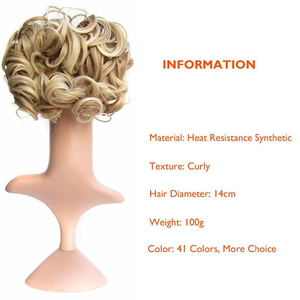 STREJHYT Women's Short Curly Hair Bun Elastic Big Hair Bun Synthetic Extension With Two Plastic Combs Hairpieces M2 33