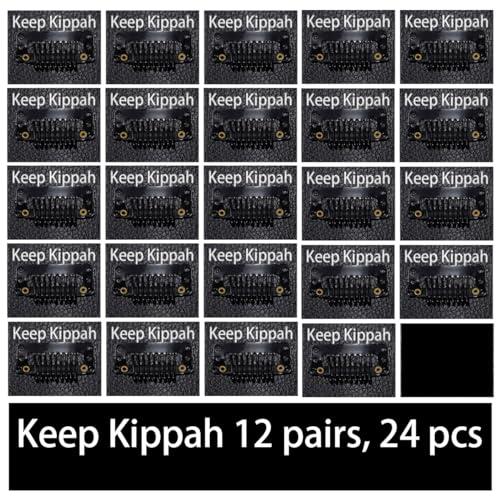 Rooherd new Keep-Kippah clips Hair Clip Set: 12pairs yamaka jewish hat kippah for men yarmulke clips combs for kids adhesive with built in side (12 pcs)