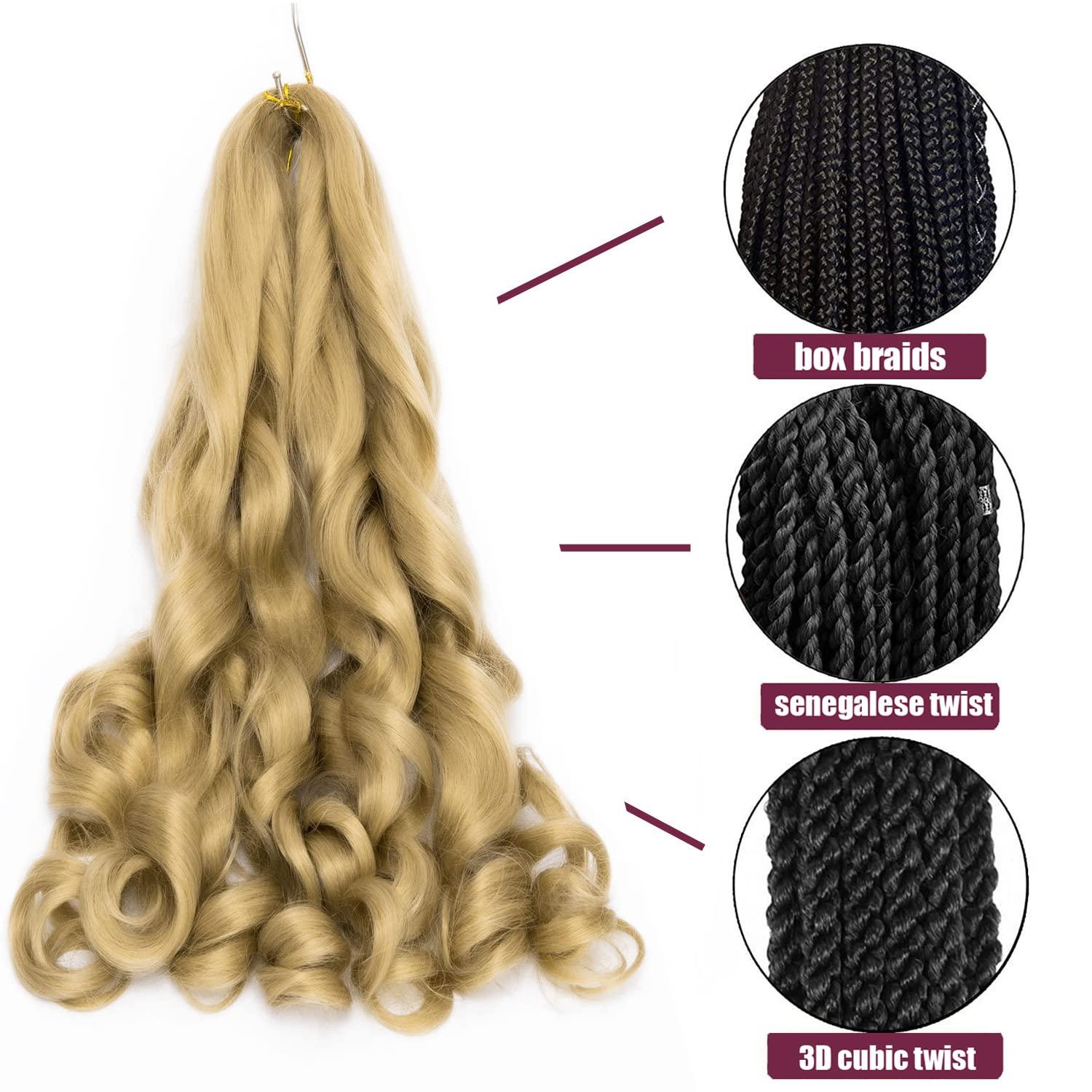 Toniola 8 Packs French Curly Braiding Hair 24 Inch Loose Wave Spiral Curly Crochet Hair for Black Women Pre Stretched Braiding Hair with Curly Ends (24 Inch, 24)