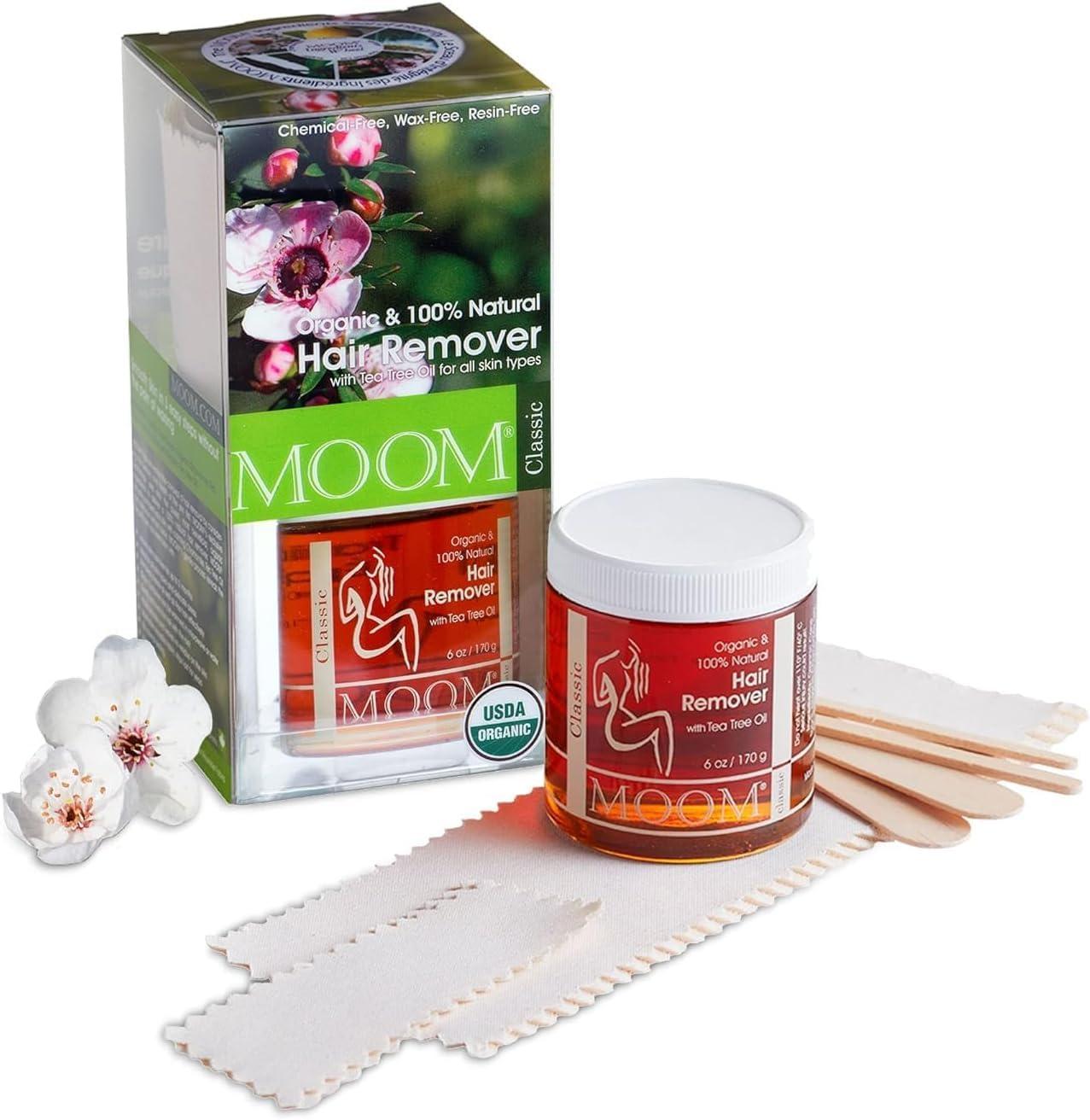MOOM MOOM Organic Hair Removal and Foot Care Essentials: Sugar Wax Kits with Tea Tree Oil and Lavender for Sensitive Skin, Plus Foot Spa Cream for Smooth, Hydrated Feet and Travel Wax Kit