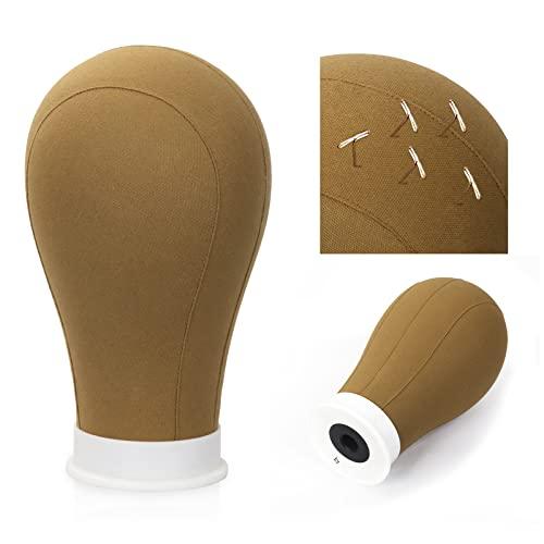 Bileaf 22 Inch Canvas Block Head Wig Mannequin Head Display Styling Poly Canvas Wig Head with Stand for Making Wigs