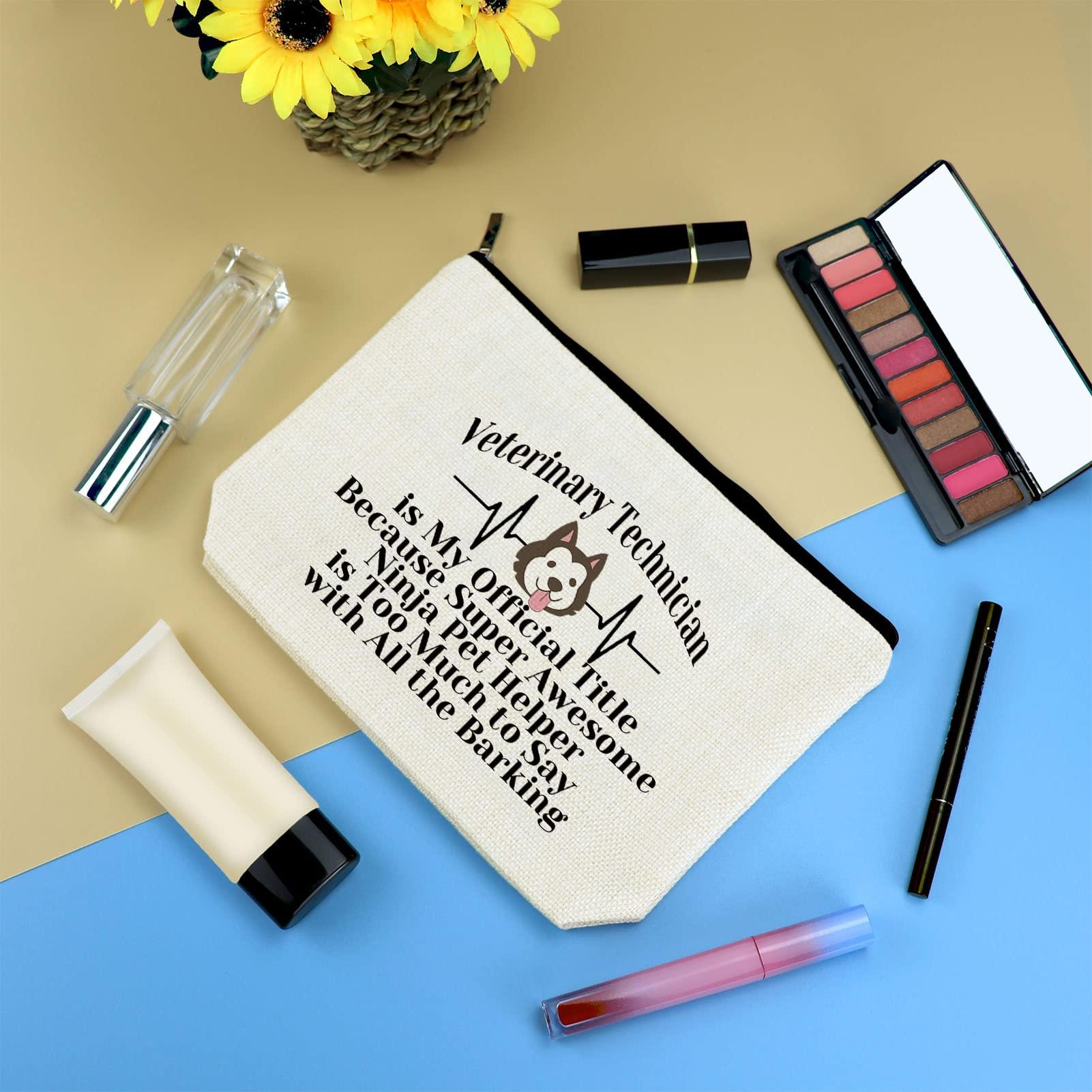 Mikela Vet Tech Gifts Veterinary Technician Makeup Bag for Women Veterinarian Appreciation Gift Cosmetic Bag Veterinary Student Assistant Gift Vet Tech Thank You Gifts