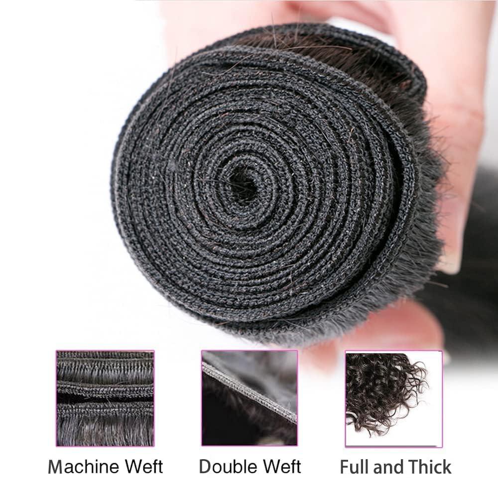 Beautymoon Beautymoon Water Wave Bundles With Closure Human Hair (12 14 16+10) Wet and Wavy Closure with Brazilian Virgin Hair with Baby Hair Free Part Closure Curly Human Hair Bundles Hair Extensions