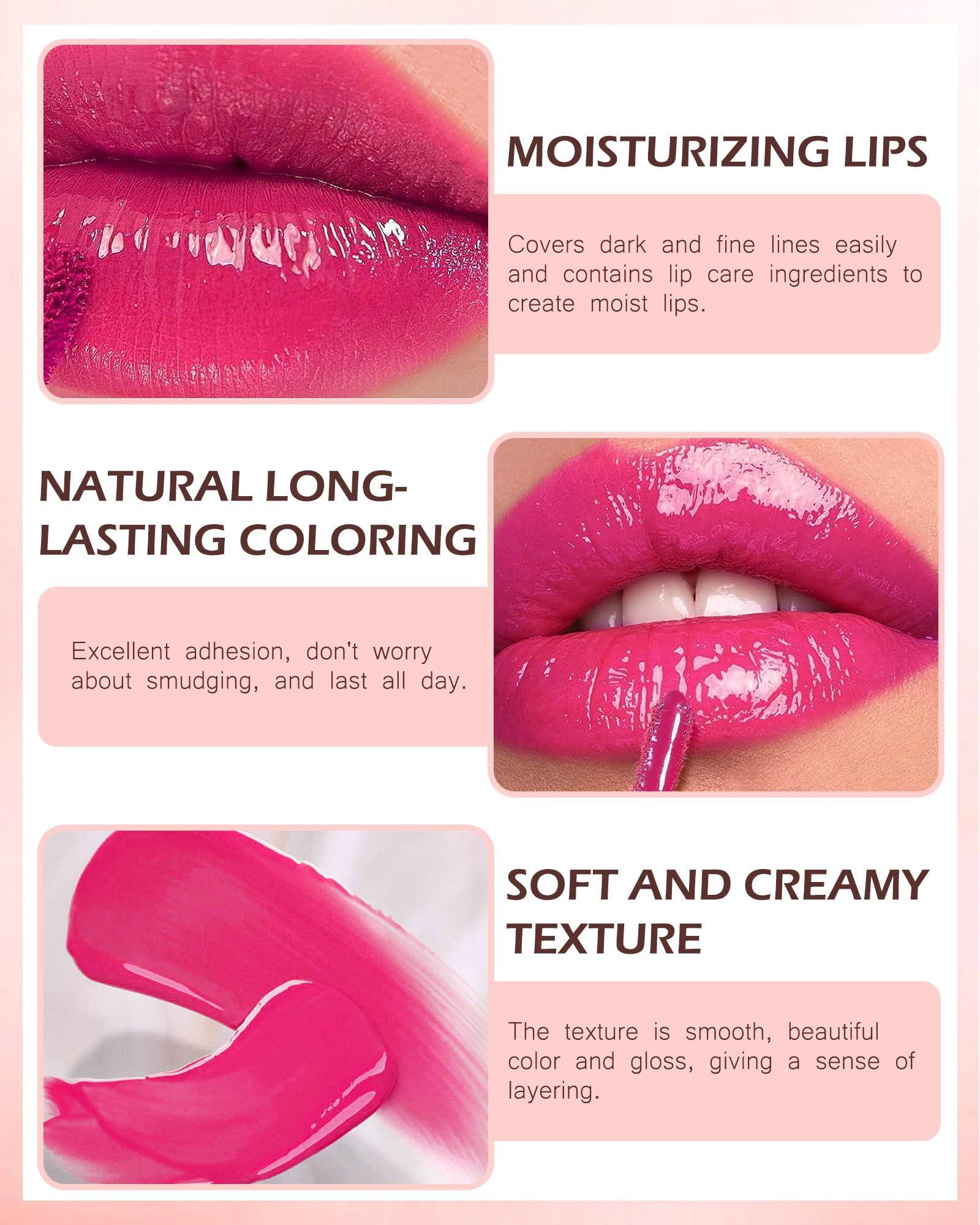 LYSdefeu Moisturizing Lip Tint Stain, Velvet Water Lip Tint Liquid Lipstick Makeup, Vivid High Pigment & Non-Sticky & Non-Transfer Wear Lip Gloss Oil for Lasting All-Day Beauty, Multi-use Lip & Cheek Tint- 01#