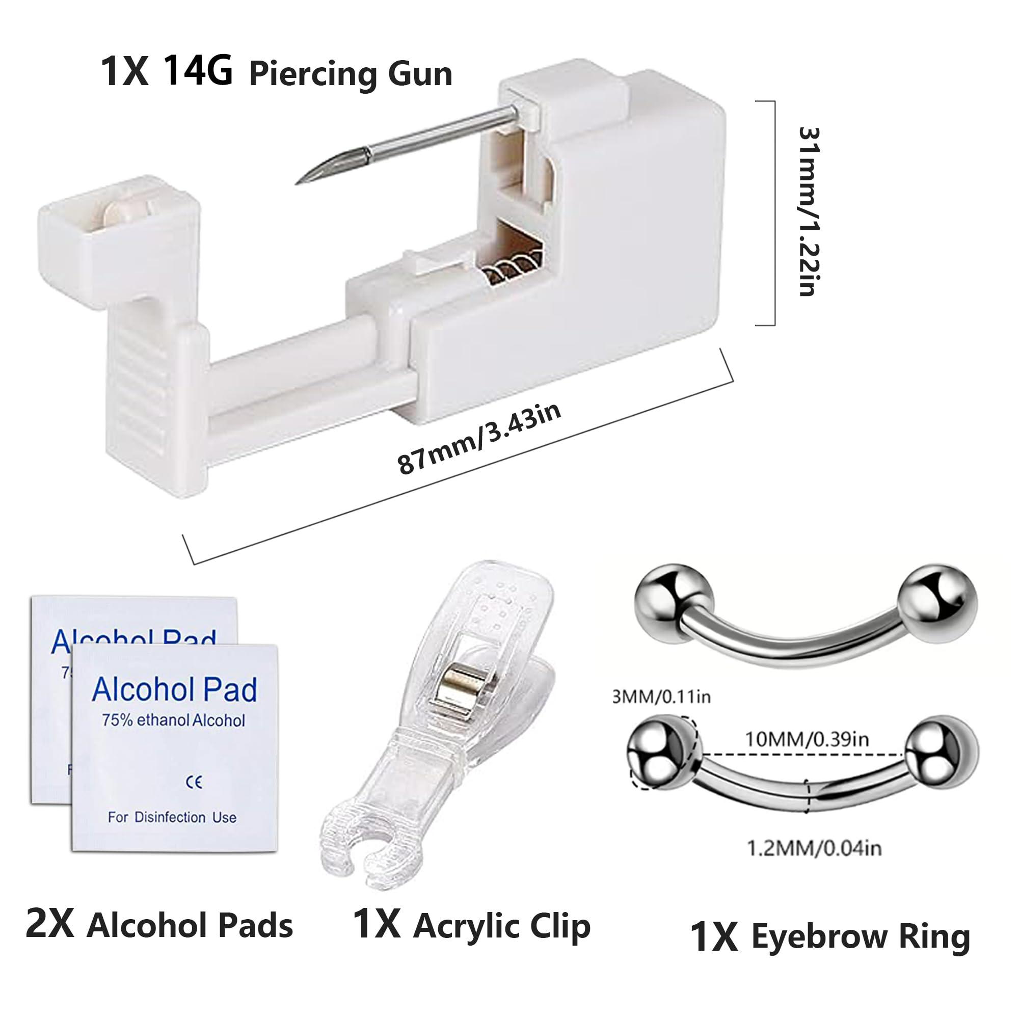 Lovamis Lovamis 5PCS Professional Body Piercing Kit for Eyebrow/Belly Button/Lip/Tongue/Nose, Safe Piercing Gun Kits, Body Piercing Needle Tool Kits Stainless Steel for Women Men(eyebrow piercing kit)