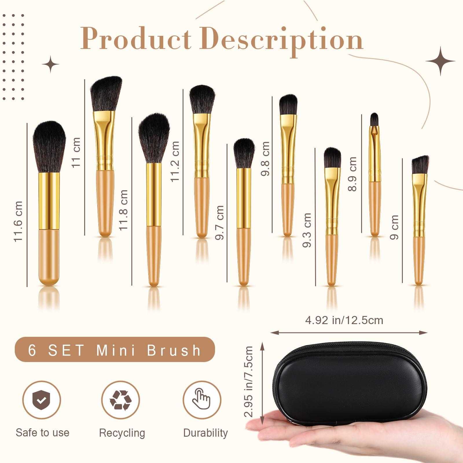 Teenyyou Teenyyou 6 Sets Travel Makeup Brush Set Mini Makeup Brush Set with Case Small Makeup Brush Mini Eyeshadow Lip Blush Cosmetics Brushes for Bachelorette Bridesmaid Trip Women Spa Party Travel Gift