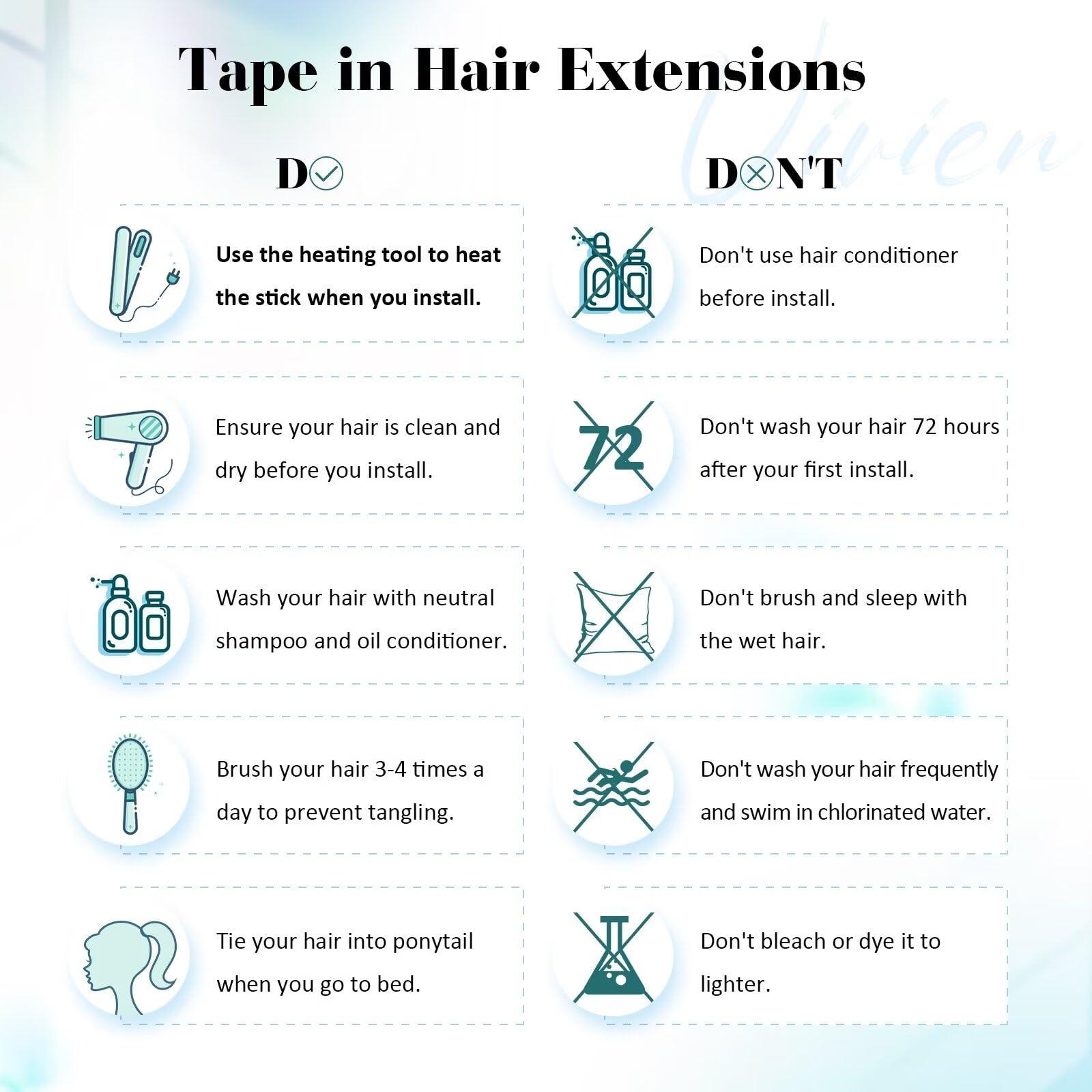 Vivien Vivien Tape in Hair Extensions Human Hair 24 Inch Invisible Real Human Hair Tape in Extensions Jet Black Tape in Extensions Reamy Hair Black Long Straight Human Hair 20pcs 50G