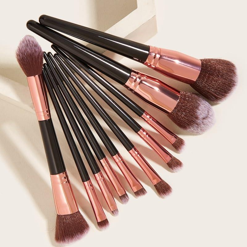 JMKJMJP JMKJMJP 10 pieces of black makeup brush set, super large, including foundation make-up brush, brush