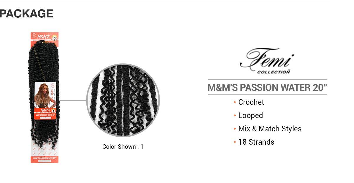 Hair Plus Femi Collection MnM'S Crochet Braids MnM'S Passion Water 20" (6-pack, T1B/BURG)
