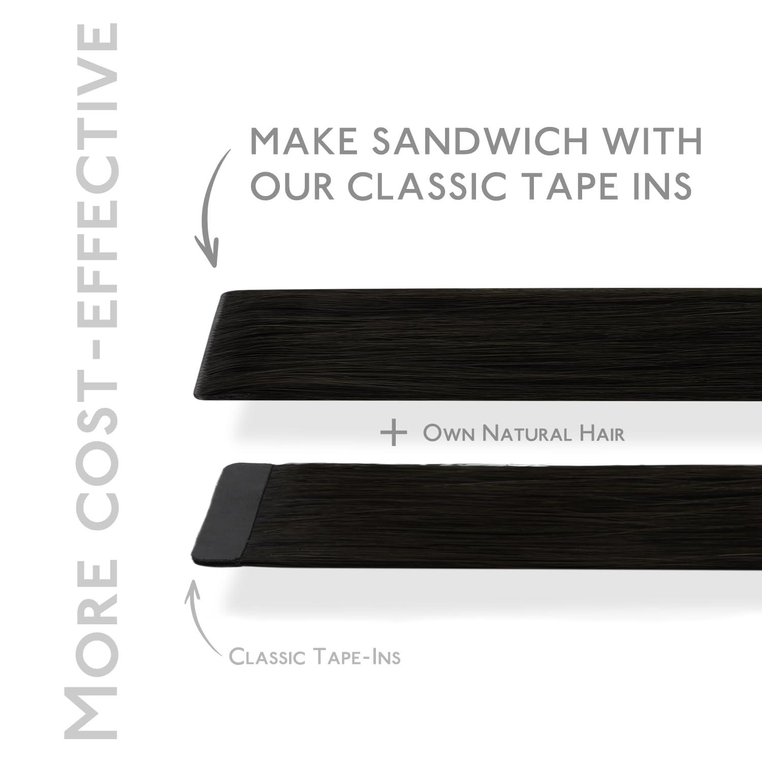 Wennalife WENNALIFE Invisi Edge & Classic Tape in Hair Extensions Human Hair, 18 Inch 50g 20pcs(10pcs Invisi Edge & 10pcs Classic) Natural Black Invisible Luxury Remy Hair Natural Seamless Injected Tape Ins