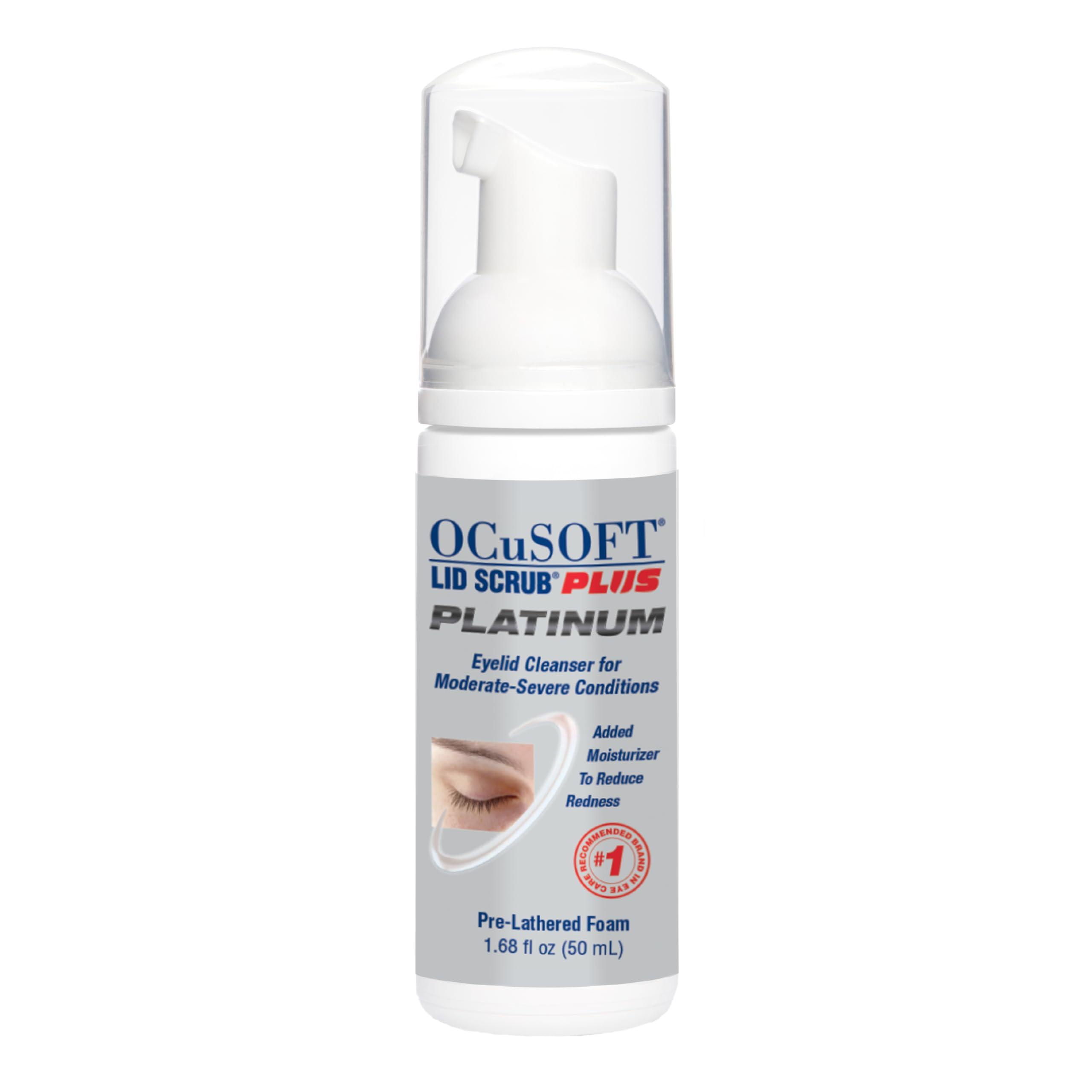 OCuSOFT OCuSOFT Lid Scrub PLUS Platinum Extra Strength Foaming Eyelid Cleanser - Leave-On Eyelid & Eyelash Cleanser with Phytosphingosine to Remove Oil, Dirt & Makeup -1.68 fl oz