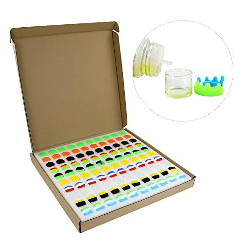 TKK glass concentrate containers 6ml with silicone lids Non Stick glass wax container for Oil, Lip Balm,Cosmetic, Lotion, Cream, Eye shadow, ?Color mixing) (100pcs)