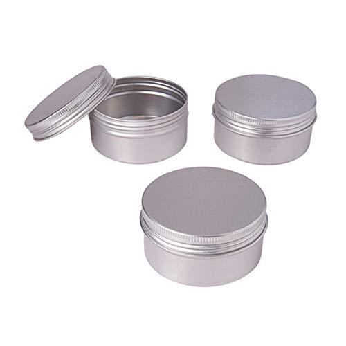 ZHONGJIUYUAN ZHONGJIUYUAN ZHONGJIUYUAN 10 Pieces 60ml / 2.00oz Large Aluminum Empty Jar Cosmetic Sample Tins Slip Slide Round Containers Bottle Box With Tight Sealed Twist Screwtop Cover Small Ounce for Eye Shado