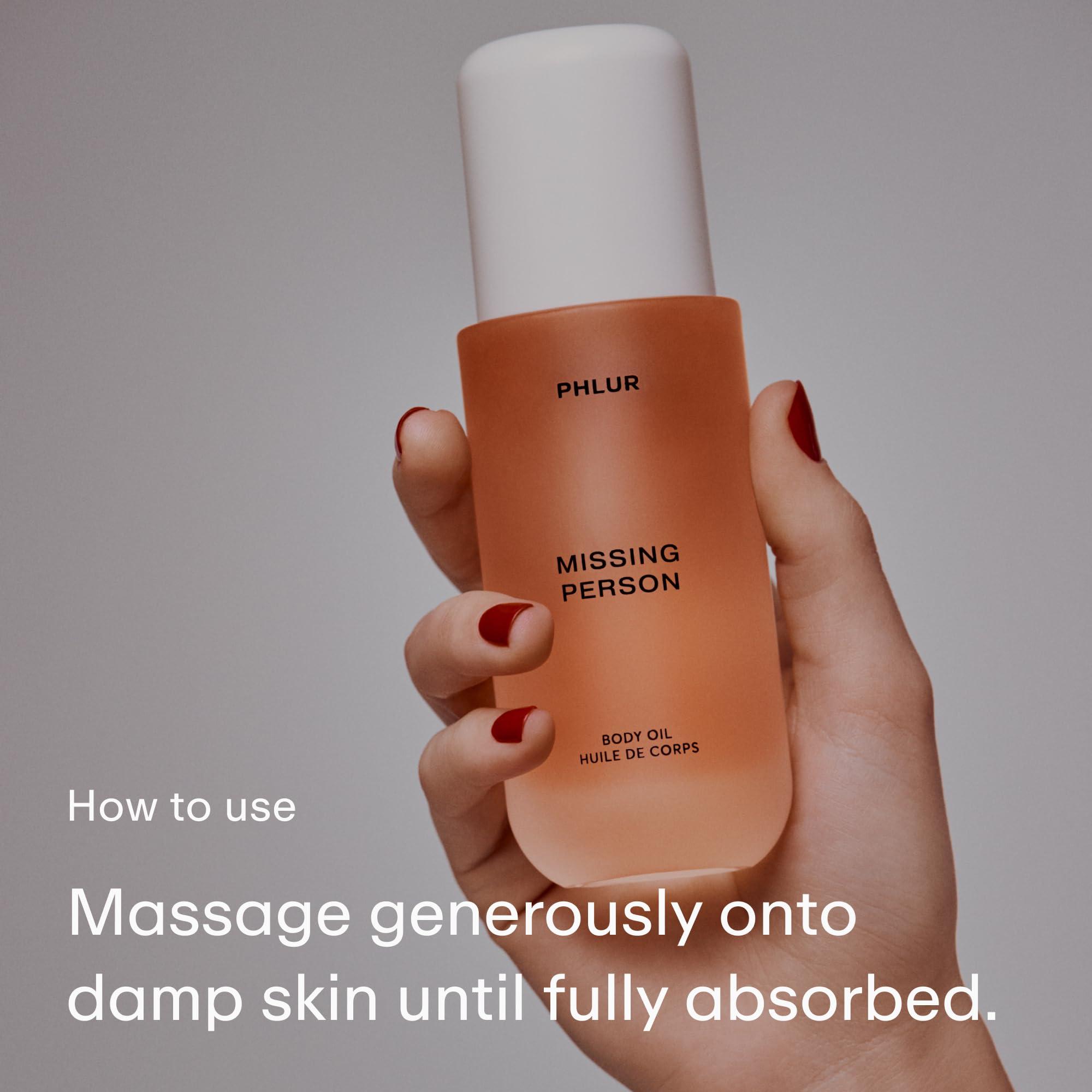 PHLUR PHLUR Missing Person Body Oil - Lightweight & Nourishing - With Ceramide-Rich Oils & Skin-Mimicking Lipids - Bergamont, Musk, Orange & Sandalwood Floral Scented Body Oil (4 Fl Oz)