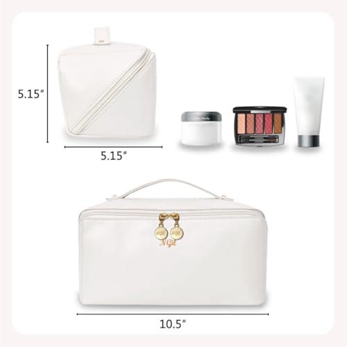 NGIL NGIL Travel Toiletry Bag, Makeup Bag, Cosmetic Bag, Portable Travel Makeup Bag, Large Capacity Cosmetic Organizer for Women, FREE COMPACT MIRROR INCLUDED (White, Large)