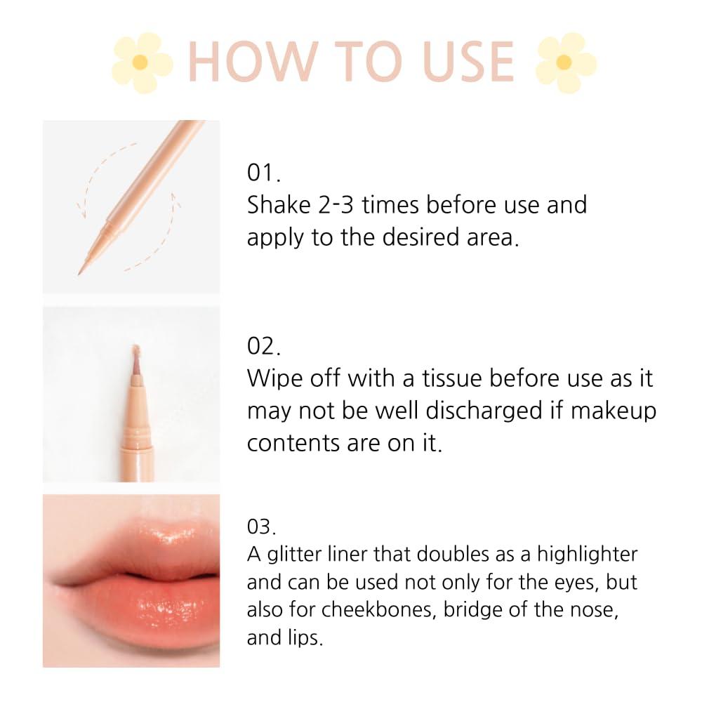 BBI@ BBIA BBIA Last Glitter Highliner (03 DEWY PINK) + Last Contour Pen Eyeliner (01 CAFE AU LAIT) BUNDLE SET