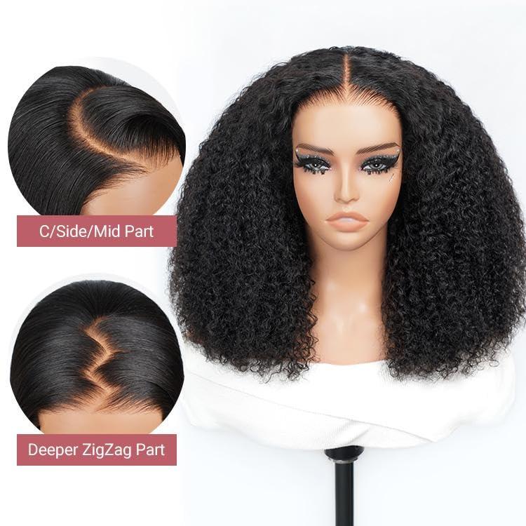 west kiss west kiss Hair Ready And Go Glueless Wigs Human Hair Pre Plucked Curly Lace Front Wig Human Hair Glueless Wigs Human Hair Pre Plucked Pre Cut 4x7 Lace Closure Pre Cut Glueless Wigs For Women 18 Inch