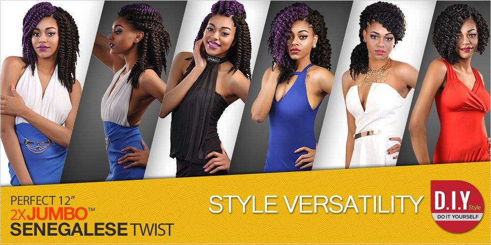 AU-THEN-TIC AU-THEN-TIC Jumbo Senegalese Twist Crochet Hair, 12 Inch, 6 Pack, Synthetic Extensions for Havana and Mambo Twist Styles, (Purple)