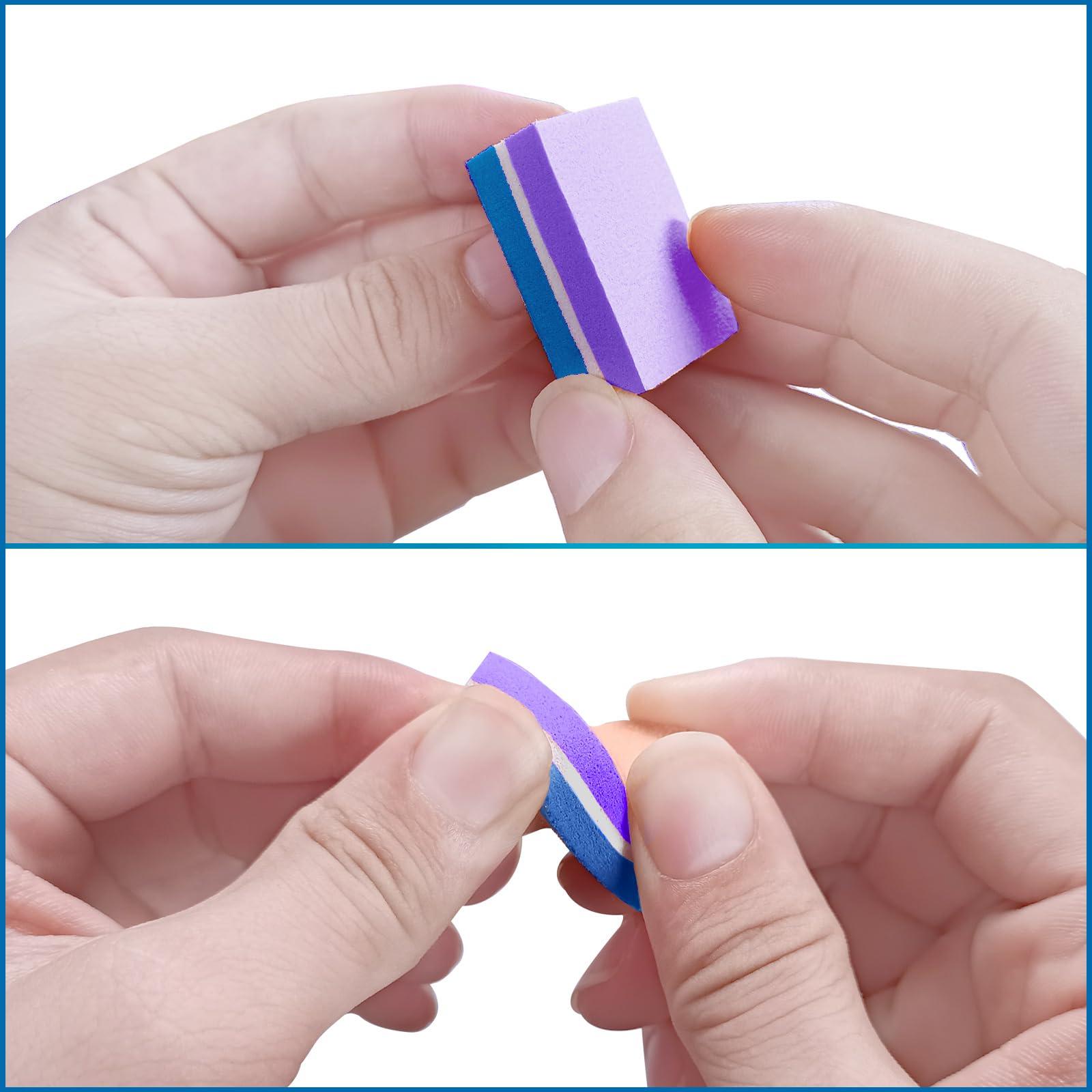 AhaTopia Nail Buffers (50 Pack), Mini Buffer Block Nail File for Acrylic Nails and Natural Nails, 100/180 Grit Nail Buffer Block Bulk Buffing Blocks Nail Buff Professional Manicure File Blocks Set Blue/Purple